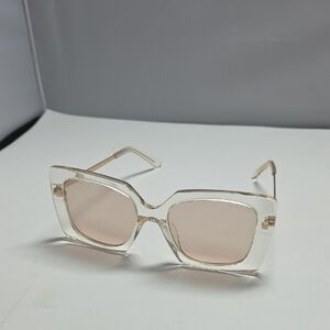 CHANEL Transparent Sunglasses with Soft Pink Lenses